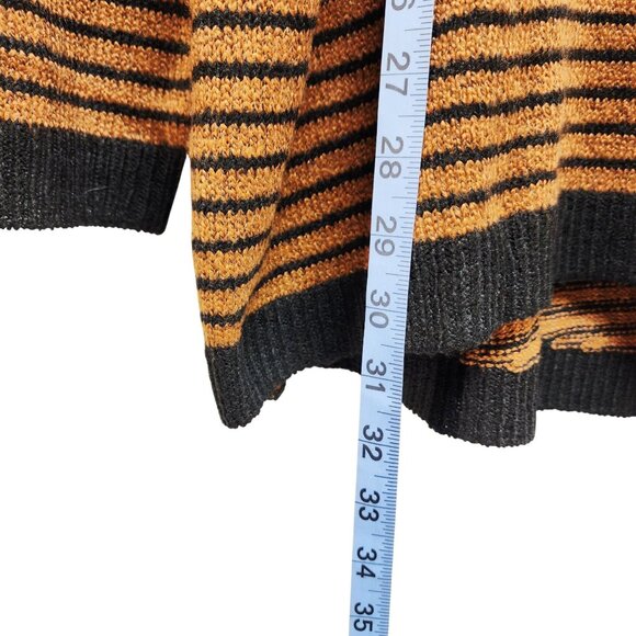 Striped Turtleneck Oversized Knit Sweater Warm Amber Black Horizontal paten 2XL - Picture 6 of 6